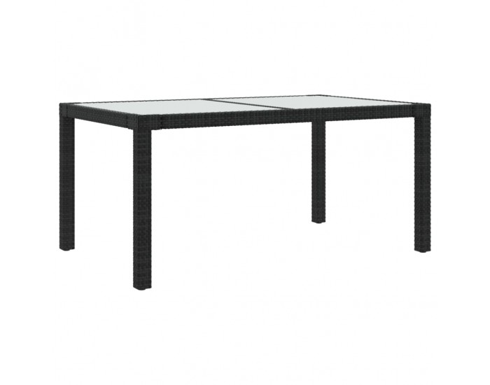 Sonata H Градинска маса 150x90x75 см закалено стъкло и полиратан черна