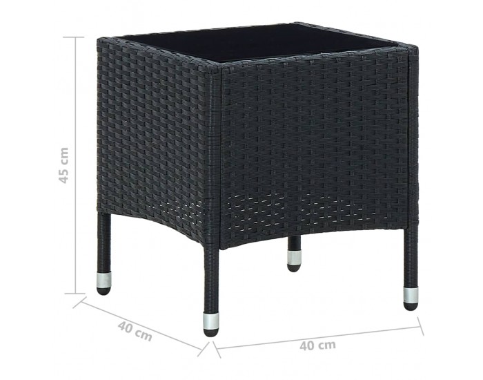 Sonata H Градинска маса, черна, 40x40x45 см, полиратан