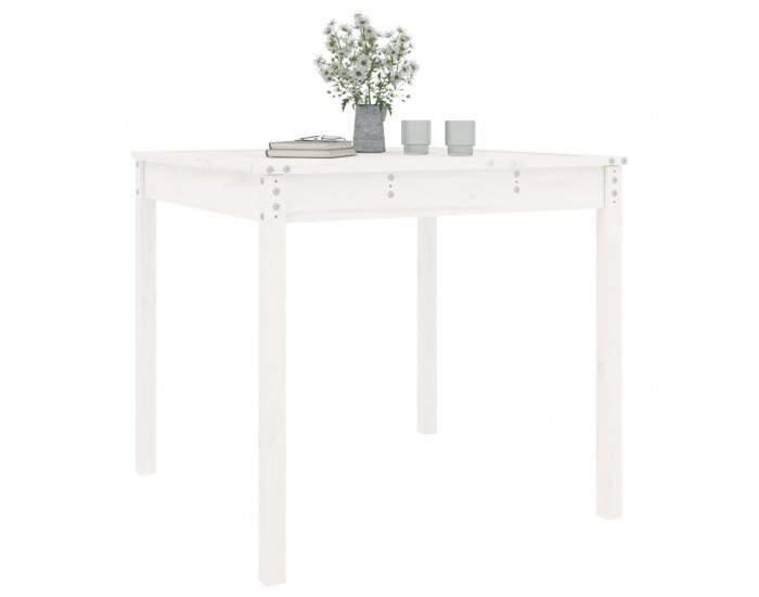 Sonata H Градинска маса, бяла, 82,5x82,5x76 см, борово дърво масив