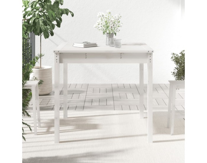 Sonata H Градинска маса, бяла, 82,5x82,5x76 см, борово дърво масив