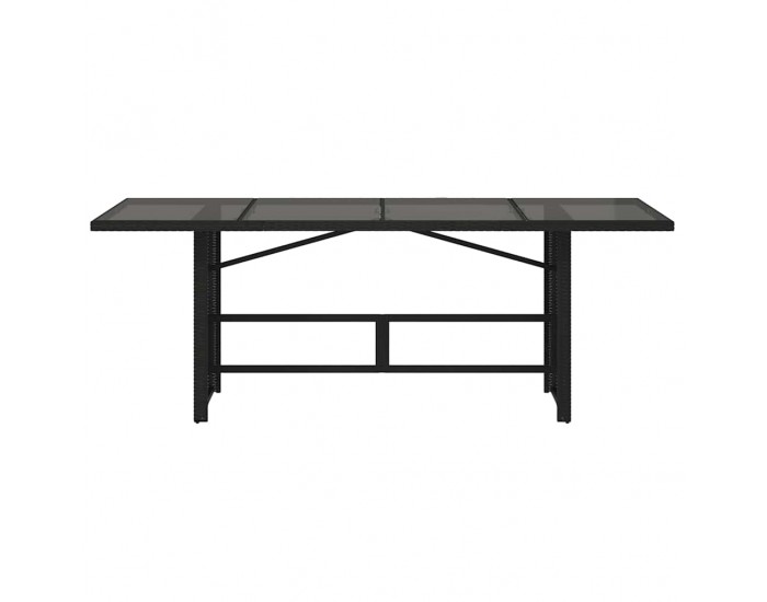Sonata H Градинска маса със стъклен плот черен 190x80x74 см полиратан