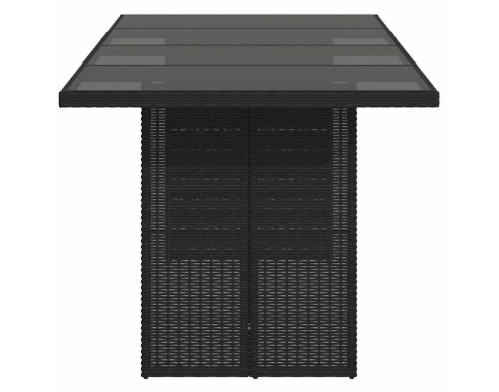 Sonata H Градинска маса със стъклен плот черен 190x80x74 см полиратан