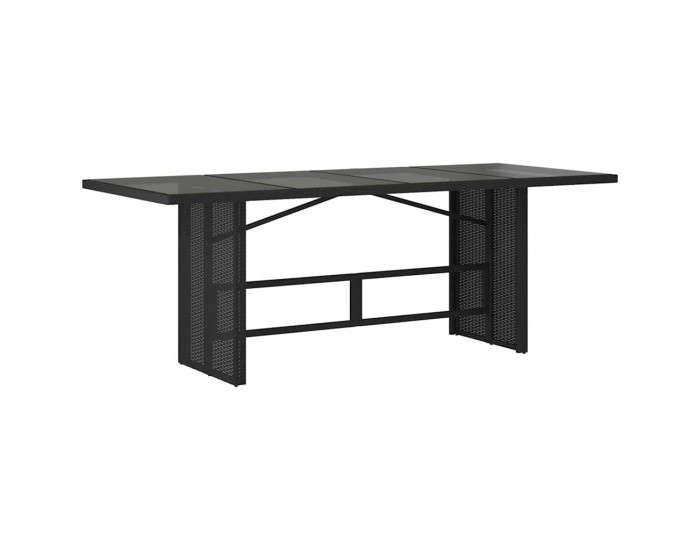 Sonata H Градинска маса със стъклен плот черен 190x80x74 см полиратан
