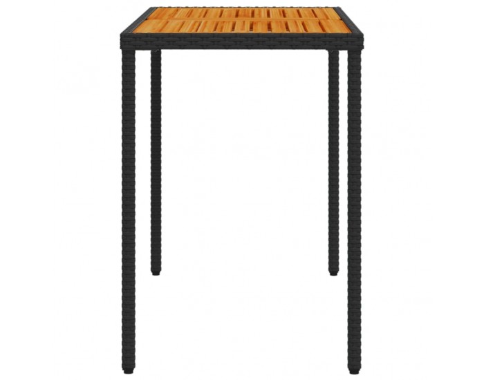 Sonata H Градинска маса с плот от акация, черно, 115x54x74 см, полиратан