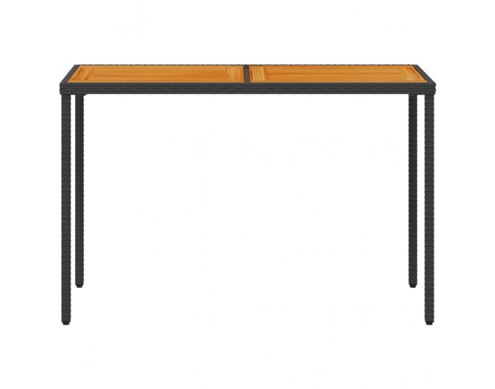 Sonata H Градинска маса с плот от акация, черно, 115x54x74 см, полиратан