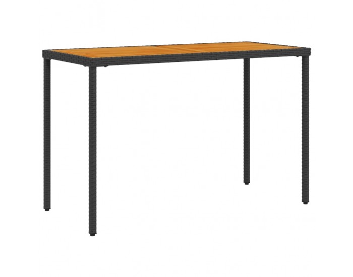 Sonata H Градинска маса с плот от акация, черно, 115x54x74 см, полиратан