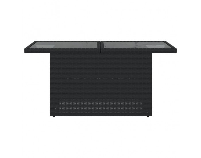 Sonata H Градинска маса със стъклен плот черен 100x55x73 см полиратан