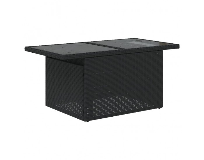 Sonata H Градинска маса със стъклен плот черен 100x55x73 см полиратан