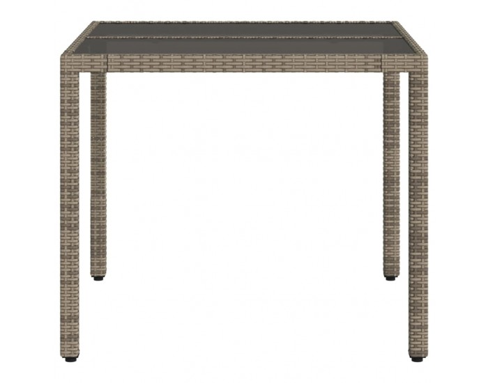 Sonata H Градинска маса със стъклен плот сива 90x90x75 см полиратан