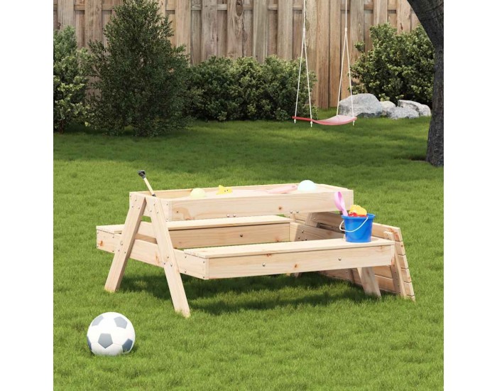 Sonata H Маса за пикник с пясъчник за деца, борово дърво масив