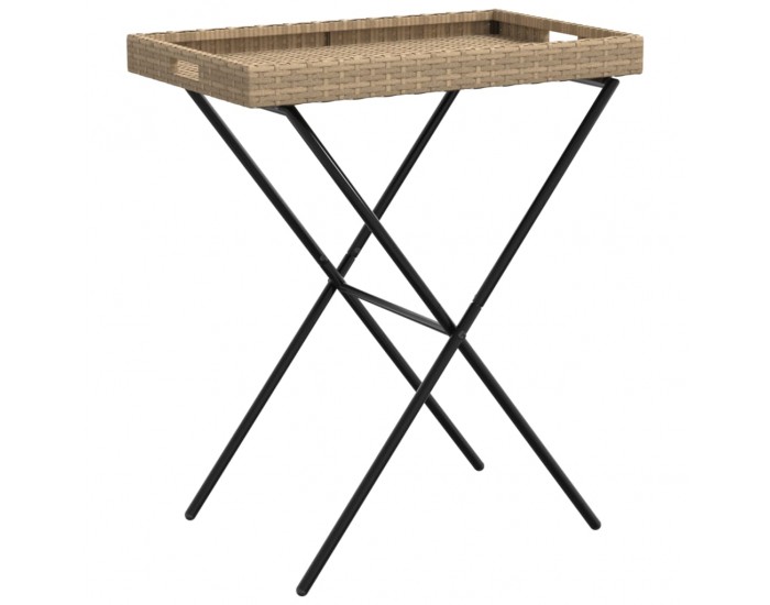 Sonata H Сгъваема маса с табла, бежова, 65x40x75 см, полиратан