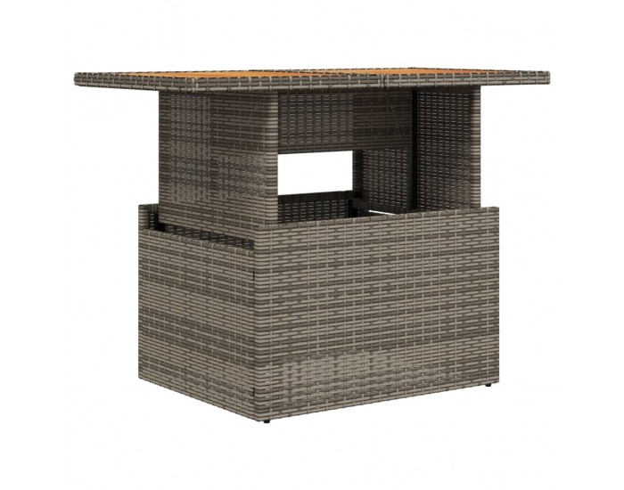 Sonata H Градинска маса, сива, 100x55x73 см, полиратан и акациево дърво