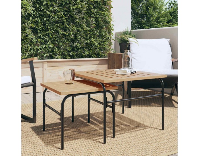 Sonata H Градински стифиращи кафе маси, 2 бр, кафяво и черно, стомана