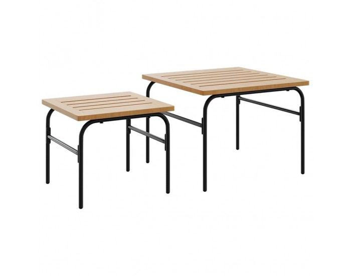 Sonata H Градински стифиращи кафе маси, 2 бр, кафяво и черно, стомана