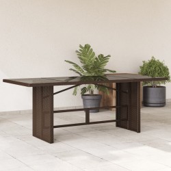 Sonata H Градинска маса със стъклен плот кафява 190x80x75 см полиратан - Градински маси