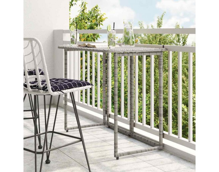 Sonata H Сгъваема градинска маса сива 90x51x75 cm Поли ратан