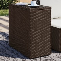 Sonata H Градинска маса със стъклен плот kафяв 58x27,5x55 см полиратан - Градински маси
