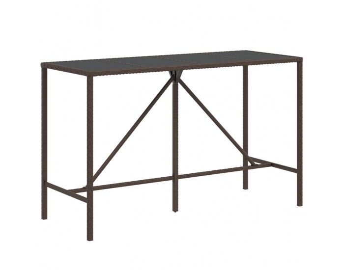 Sonata H Бар маса със стъклен плот, кафява, 180x70x110 см, полиратан