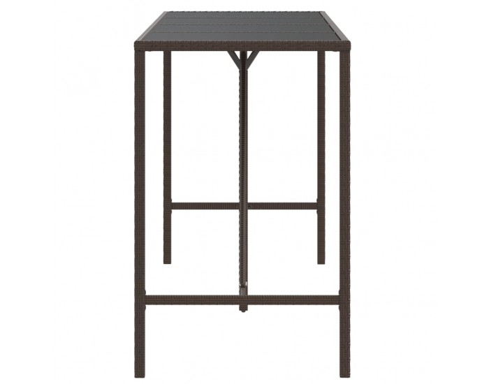 Sonata H Бар маса със стъклен плот, кафява, 180x70x110 см, полиратан