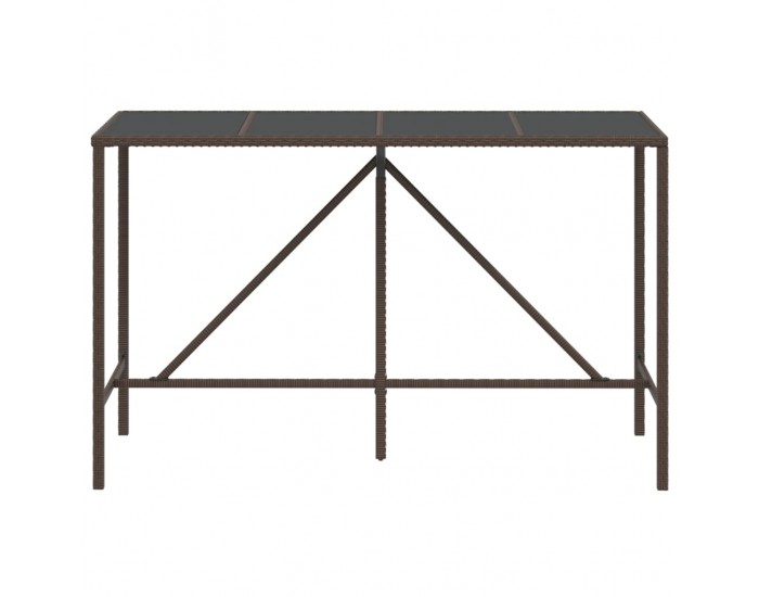 Sonata H Бар маса със стъклен плот, кафява, 180x70x110 см, полиратан