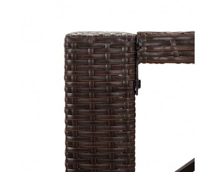 Sonata H Бар маса със стъклен плот, кафява, 185x80x110 см, полиратан