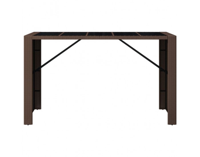 Sonata H Бар маса със стъклен плот, кафява, 185x80x110 см, полиратан