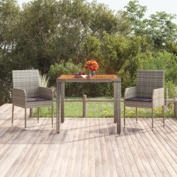 Sonata H Градинска маса с дървен плот сива 90x90x75 см полиратан - Градински маси