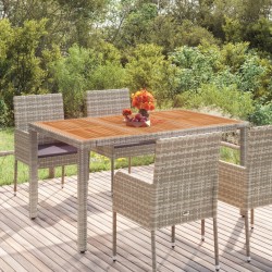 Sonata H Градинска маса с дървен плот сива 150x90x75 см полиратан - Градински маси