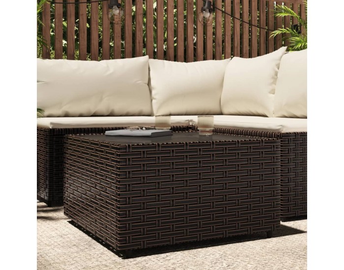 Sonata H Квадратна градинска масичка за кафе кафява 50x50x30см полиратан