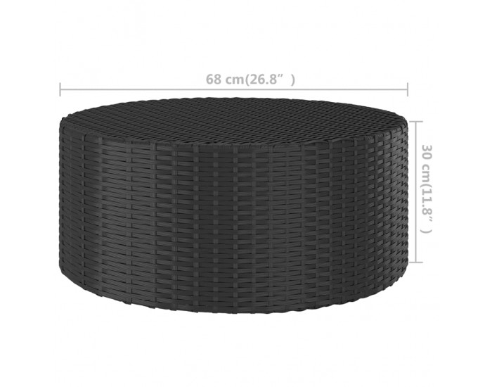 Sonata H Маса за чай, черна, 68x68x30 см, полиратан