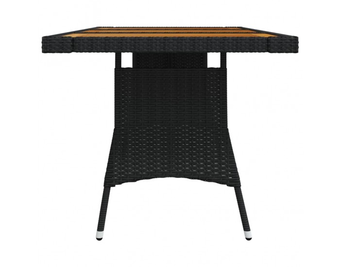 Sonata H Градинска маса, черна, 160x70x72 см, полиратан и акация масив