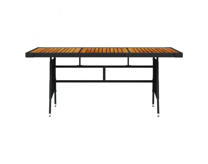 Sonata H Градинска маса, черна, 160x70x72 см, полиратан и акация масив