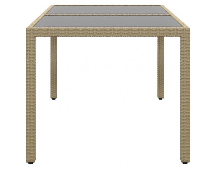 Sonata H Градинска маса 150x90x75 см закалено стъкло и полиратан бежова