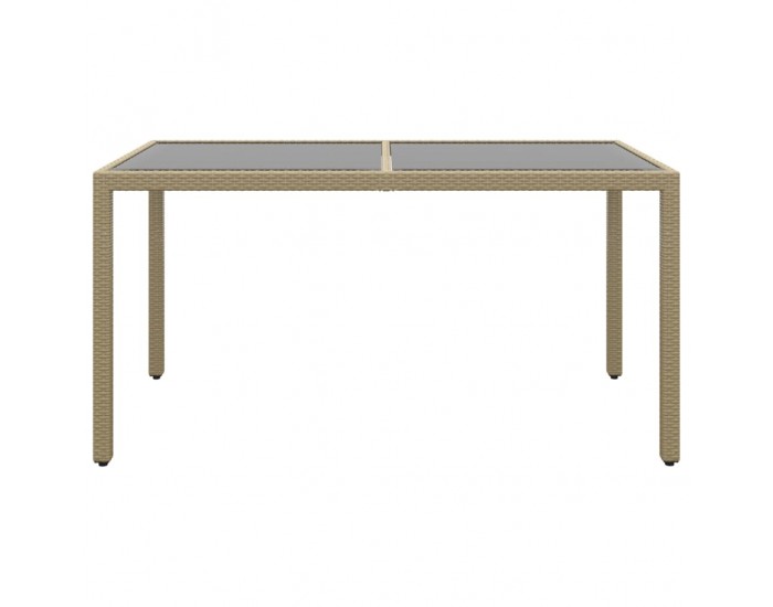 Sonata H Градинска маса 150x90x75 см закалено стъкло и полиратан бежова