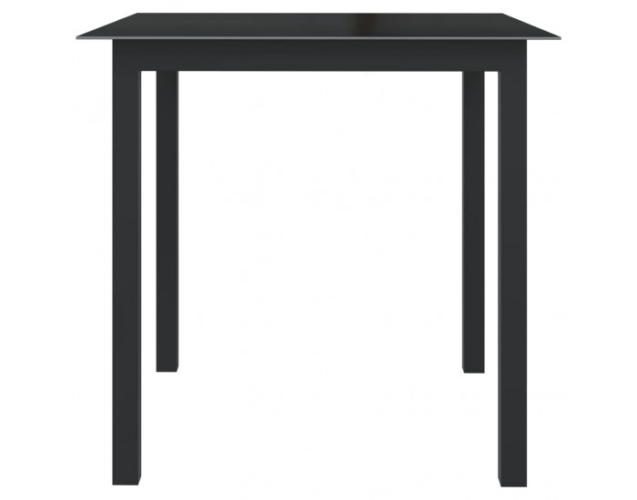 Sonata H Градинска маса, черна, 80x80x74 см, алуминий и стъкло