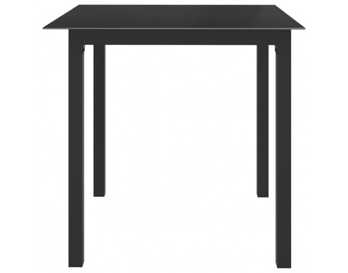 Sonata H Градинска маса, черна, 80x80x74 см, алуминий и стъкло