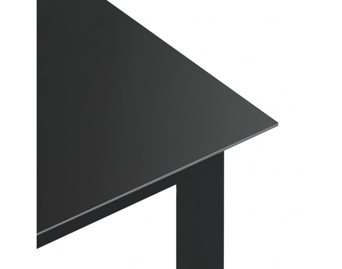 Sonata H Градинска маса, черна, 80x80x74 см, алуминий и стъкло