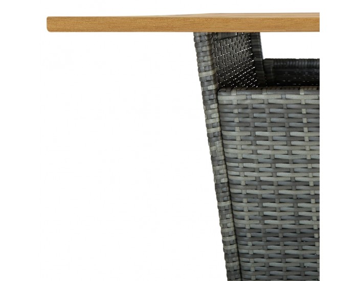 Sonata H Бар маса, сива, 80x80x110 см, полиратан и акациево дърво масив