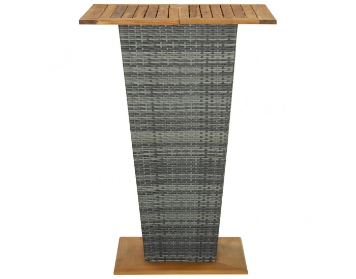 Sonata H Бар маса, сива, 80x80x110 см, полиратан и акациево дърво масив