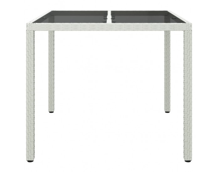 Sonata H Градинска маса, 90x90x75 см, закалено стъкло и полиратан, бяла