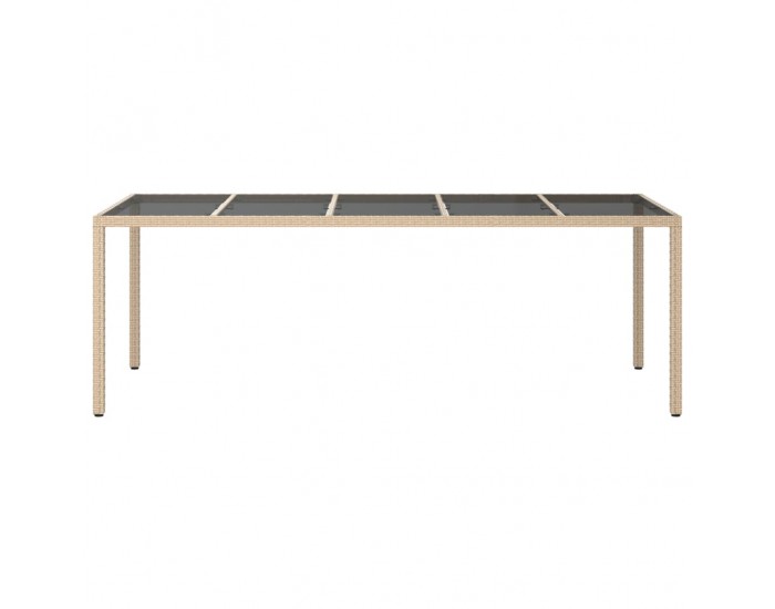 Sonata H Градинска маса бежова 250x100x75 см закалено стъкло и полиратан