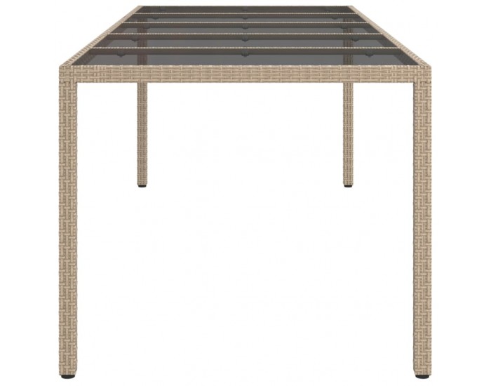 Sonata H Градинска маса бежова 250x100x75 см закалено стъкло и полиратан