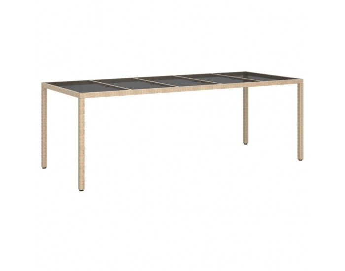 Sonata H Градинска маса бежова 250x100x75 см закалено стъкло и полиратан