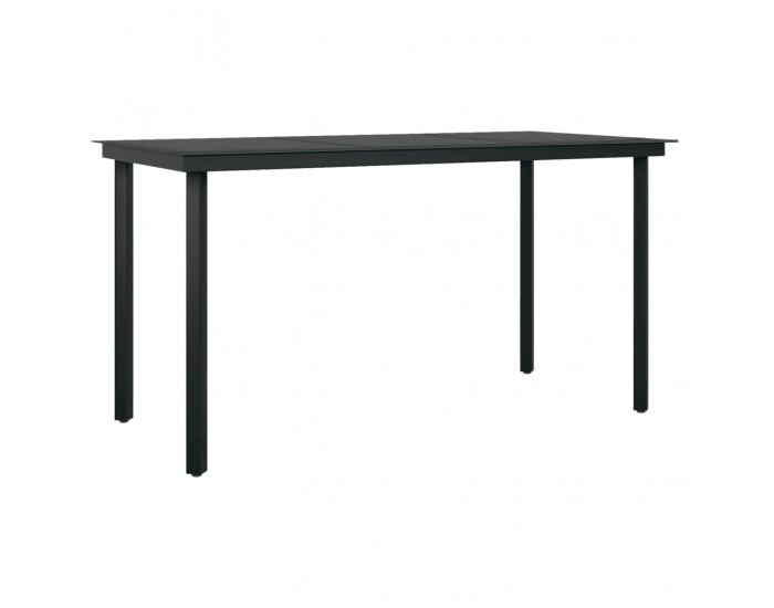 Sonata H Градинска трапезна маса, черна, 140x70x74 см, стомана и стъкло