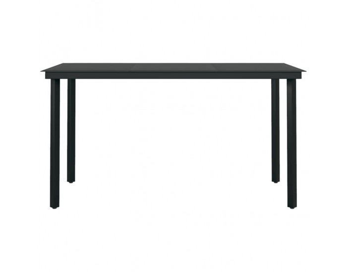 Sonata H Градинска трапезна маса, черна, 140x70x74 см, стомана и стъкло