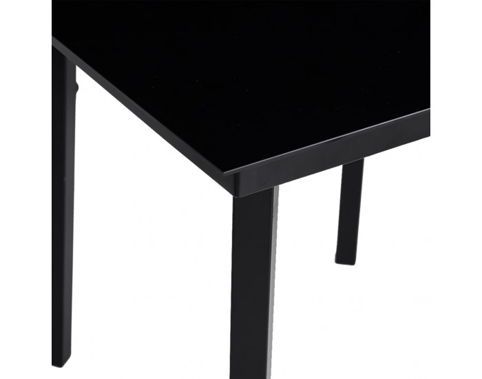 Sonata H Градинска трапезна маса, черна, 140x70x74 см, стомана и стъкло