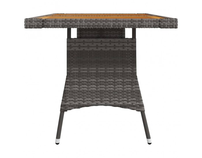 Sonata H Градинска маса, сива, 130x70x72 см, полиратан и акация масив