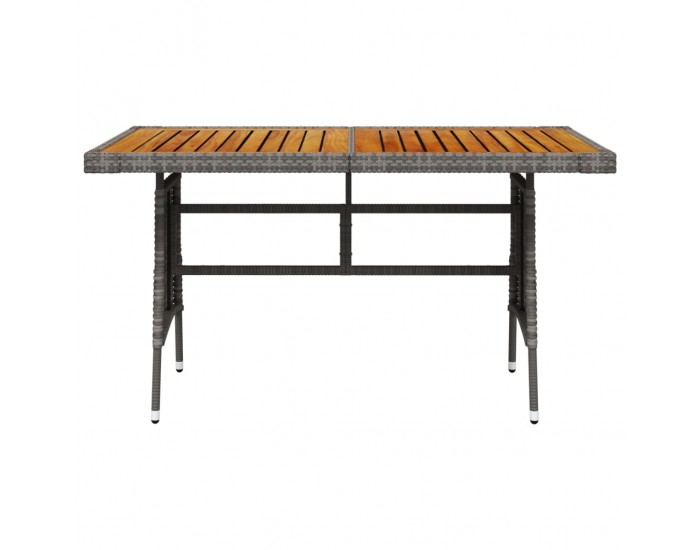 Sonata H Градинска маса, сива, 130x70x72 см, полиратан и акация масив