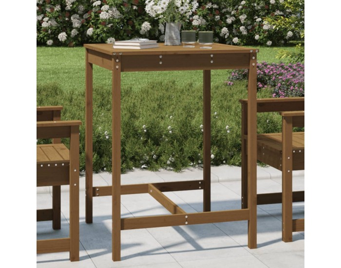 Sonata H Градинска маса меденокафява 82,5x82,5x110 см борово дърво масив