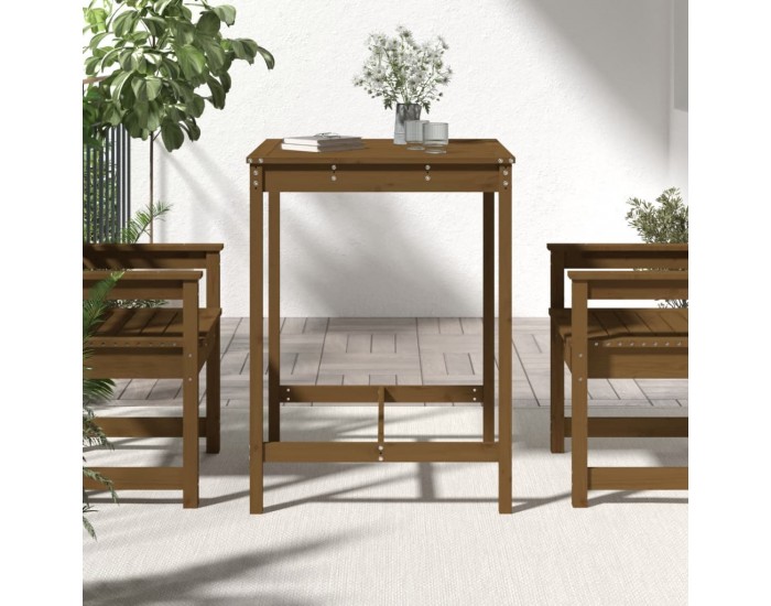 Sonata H Градинска маса меденокафява 82,5x82,5x110 см борово дърво масив